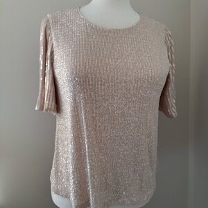 Cable & Gauge Sequined Flutter Sleeve Top